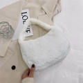 Bolso de hombro minimalista de piel sintética blanca suave con diseño arqueado - Blanco