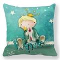 Cartoon Prince pillowcase variant featuring crown, star wand and soft peach skin fabric - 18x18 Inch / Fairytale Prince (16)