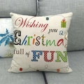Linen Christmas pillow cover with Wishing you a Christmas full of FUN text - Christmas Full of Fun Style (5)