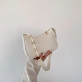 White faux crocodile leather shoulder bag with chunky resin chain and gold hardware - White