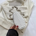 White coffin-shaped mini chain bag with V-quilted faux leather and silver metal strap - White