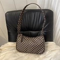 Bolso hobo marrón retro con estampado geométrico y correa de hombro chic - Marrón