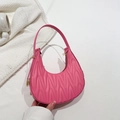 Pink crescent hobo bag with signature vertical pleated texture and gold hardware - Pink