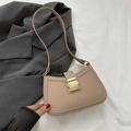 Borsa sottobraccio minimalista color kaki chiaro in finta pelle con chiusura dorata - Kaki