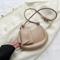 Minimalist apricot crescent moon bag with detachable matching pouch and long strap - Khaki