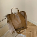 Borsa tote in tela marrone con stampa fashion e tracolla regolabile per l'uso quotidiano - Marrone