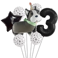 Kit de ballons Husky avec chiffre 3 et étoile pour décoration d'anniversaire - Ensemble Husky Numéro 3