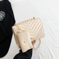 Quilted beige crossbody bag with gold chain strap and detachable small coin pouch - Off-white