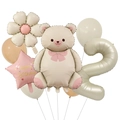 Vintage Bär und Gänseblümchen Ballon Set für Kindergeburtstage in neutralen Matttönen - Bär Nummer 2 Set