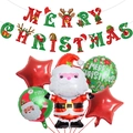 Set decorazioni natalizie con palloncino Babbo Natale, stelle foil e striscione festa - Stile Striscione Babbo Natale