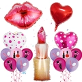 Cosmetische ballonset met grote rode lippen en lippenstift folieballonnen voor feest - Valentijnsdag Lippenstift Set