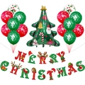 Set decorazioni natalizie con striscione Merry Christmas e palloncini Babbo Natale - Set Albero di Natale
