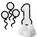 Schwarz-weiße Zahlen-Luftballonsäule Nr. 1 im Cartoon-Stil für Kindergeburtstage - Comic Stil Schwarz Weiß Säule Nummer 1