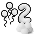 Detail eines weißen Zahlenballons im 2D-Cartoon-Stil mit kräftigen schwarzen Umrissen - Comic Stil Schwarz Weiß Säule Nummer 2