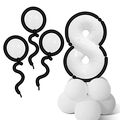 Gros plan du ballon chiffre 8 blanc avec bords ondulés style BD pour décoration - Style BD Noir Blanc Colonne Chiffre 8