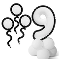 Vue détaillée du ballon blanc chiffre 9 avec texture brossée et accents de style BD - Style BD Noir Blanc Colonne Chiffre 9