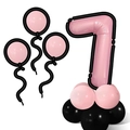 Detail of pink number 7 balloon column with black and pink latex balloons for birthday party - Manga Style Pink Black Column-Number 7