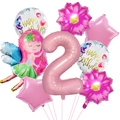 Set di palloncini per compleanno fata con numero 2 rosa e fiori di margherita - Set Fata 2° Compleanno (2)