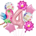 Set di 7 palloncini fata rosa per decorazione e foto del quarto compleanno di bambina - Set Fata 4° Compleanno (4)