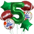 Nahaufnahme der Football-Thema zum 5. Geburtstag Luftballon Set mit Zahl 5 und Sport-Elementen - Nummer 5 Set / 7 Stücke