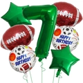 Detail zum 7. Geburtstag Sport-Ballon-Set mit Footballs und grüner Nummer Sieben - Nummer 7 Set / 7 Stücke
