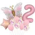 Detailansicht von rosa Schmetterlingsballons für die Dekoration zum 2. Mädchengeburtstag - 2. Geburtstag Schmetterling Set