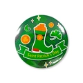 Détail du badge St Patrick en fer-blanc avec carreaux verts et botte de pièces d'or - Style Botte Pièces d'Or (sptlk001-7)