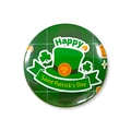 Détail du badge de la Saint-Patrick en fer-blanc avec chapeau vert et texte de célébration - Style Chapeau Haut-de-Forme Vert (sptlk001-12)