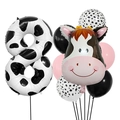 Détail du ballon numéro 8 à motif vache avec tête de vache pour fête à la ferme - Ensemble Vache de Ferme 8