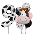 Vue détaillée du kit ballons vache pour 9ème anniversaire thème ferme et jungle - Ensemble Vache de Ferme 9