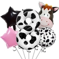 Cow theme party balloon set with number 8 and black white spotted balloons for kids birthday - Cartoon Cow Balloon Set 8