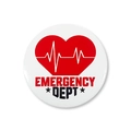 Dettaglio della spilla Emergency Dept con cuore rosso e motivo a linee ECG nitido - Emergency Dept (Stile 1)