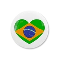 Vue détaillée du badge rond en fer-blanc drapeau du Brésil avec design cœur et fini brillant - Style de Coeur Drapeau 6 / 58mm