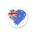 Détail d'un badge en fer-blanc en forme de cœur avec le drapeau de l'Australie - Drapeau Australien Style 2 (Forme de Cœur)