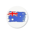 Détail d'un badge rond en fer-blanc avec un motif stylisé du drapeau australien - Drapeau Australien Style 3 (Pinceau Artistique)