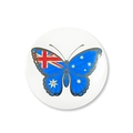 Badge en fer-blanc papillon drapeau Australie avec contour rond sur fond blanc pur - Drapeau Australien Style 4 (Forme de Papillon)