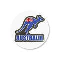 Makroaufnahme des runden Australien-Flaggen-Abzeichens mit Känguru-Silhouette - Australien Flagge Stil 6 (Känguruform)
