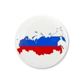 Macro-opname van ronde blikken badge met Russische kaartomtrek en vlagkleuren - Kaart van Rusland Omtrek (法国国旗款式3)