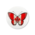 Round Canada flag badge featuring a red maple leaf butterfly design on a white background - 58mm / Butterfly Flag Style
