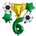 6-piece football party balloon set with trophy star and green number 6 foil balloons - Number 6 Style