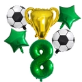 6-piece football trophy foil balloon set with green star and number 8 for birthday decor - Number 8 Style