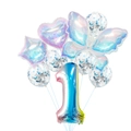Iridescent butterfly balloon set with gradient number one and glitter latex balloons - Number 1 Set