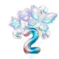Detail view of number 2 iridescent balloon set with butterfly and confetti latex balloons - Number 2 Set
