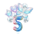 Detail of gradient number 5 balloon kit with butterfly and glitter latex balloons - Number 5 Set