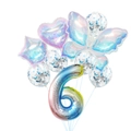 Close-up of number 6 gradient balloon with butterfly and sequins for birthday decor - Number 6 Set