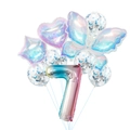 Detail of colorful gradient butterfly and number 7 foil balloons with confetti party decor - Number 7 Set