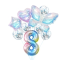 Detail view of colorful gradient number 8 balloon with laser butterfly and confetti set - Number 8 Set