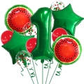 Kit ballons premier anniversaire thème pastèque avec chiffre un vert et ballons en aluminium - Nombre 1 (Style Vert Pastèque 1)