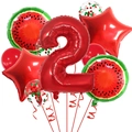 Détail du kit de ballons d'anniversaire pastèque 2 ans avec chiffre rouge et étoiles - Nombre 2 (Style Rouge Pastèque 2) / Rouge