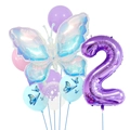 32-Zoll lila Schmetterling Ballon Set zum 2. Geburtstag mit irisierendem Finish - Bunter Schmetterling Zahl 2 Set